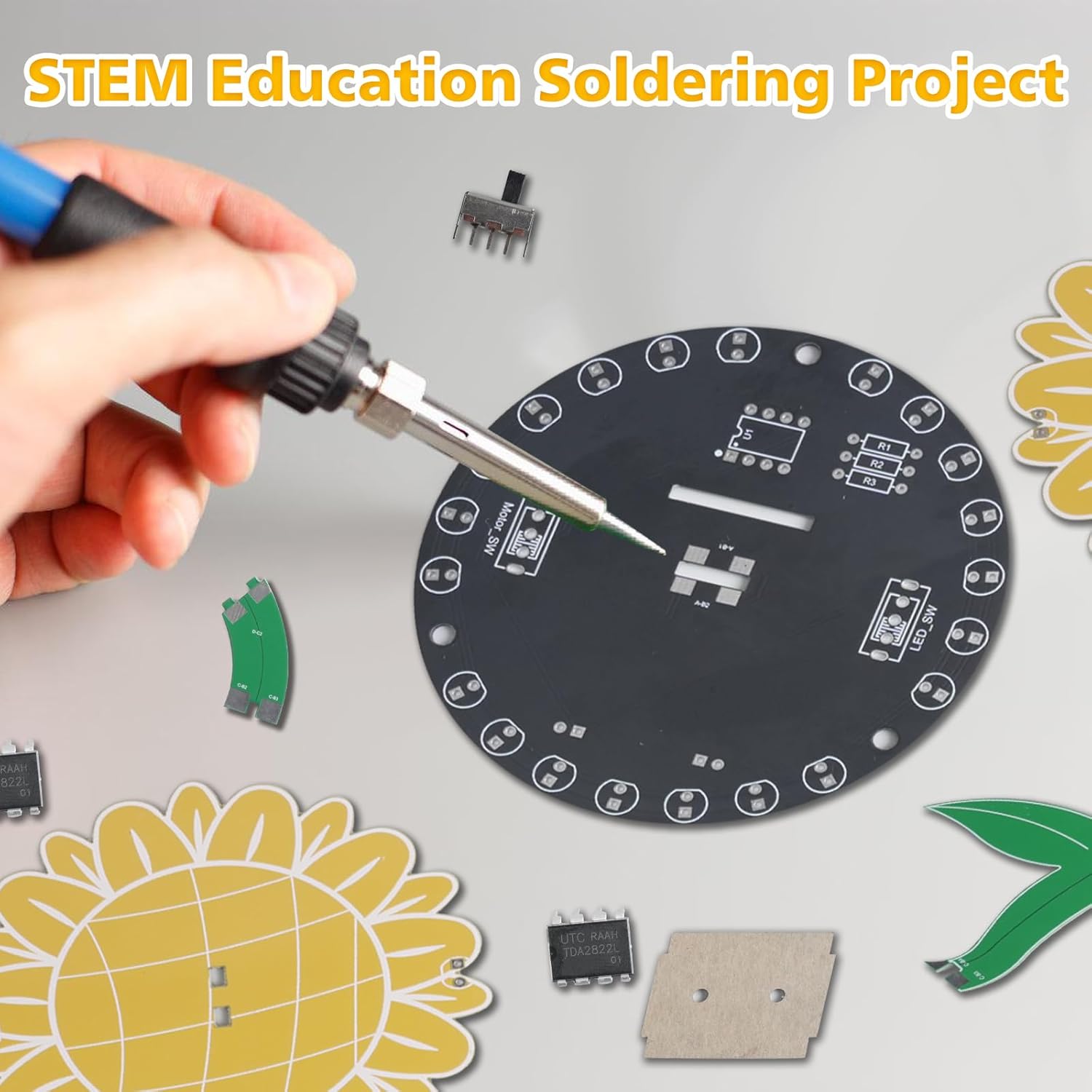 Light Chasing Sunflower Solder - огляд і ціна Diy Electronics Kits For Adults