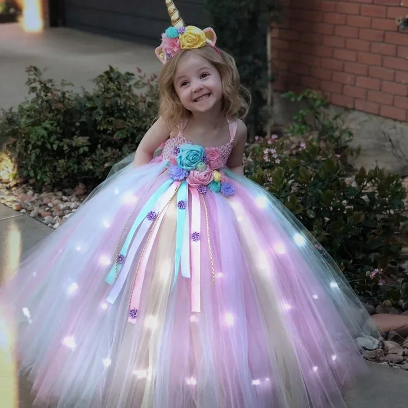 Gilrs Long LED Unicorn Tutu Dr - огляд і ціна Diy Halloween Electronics